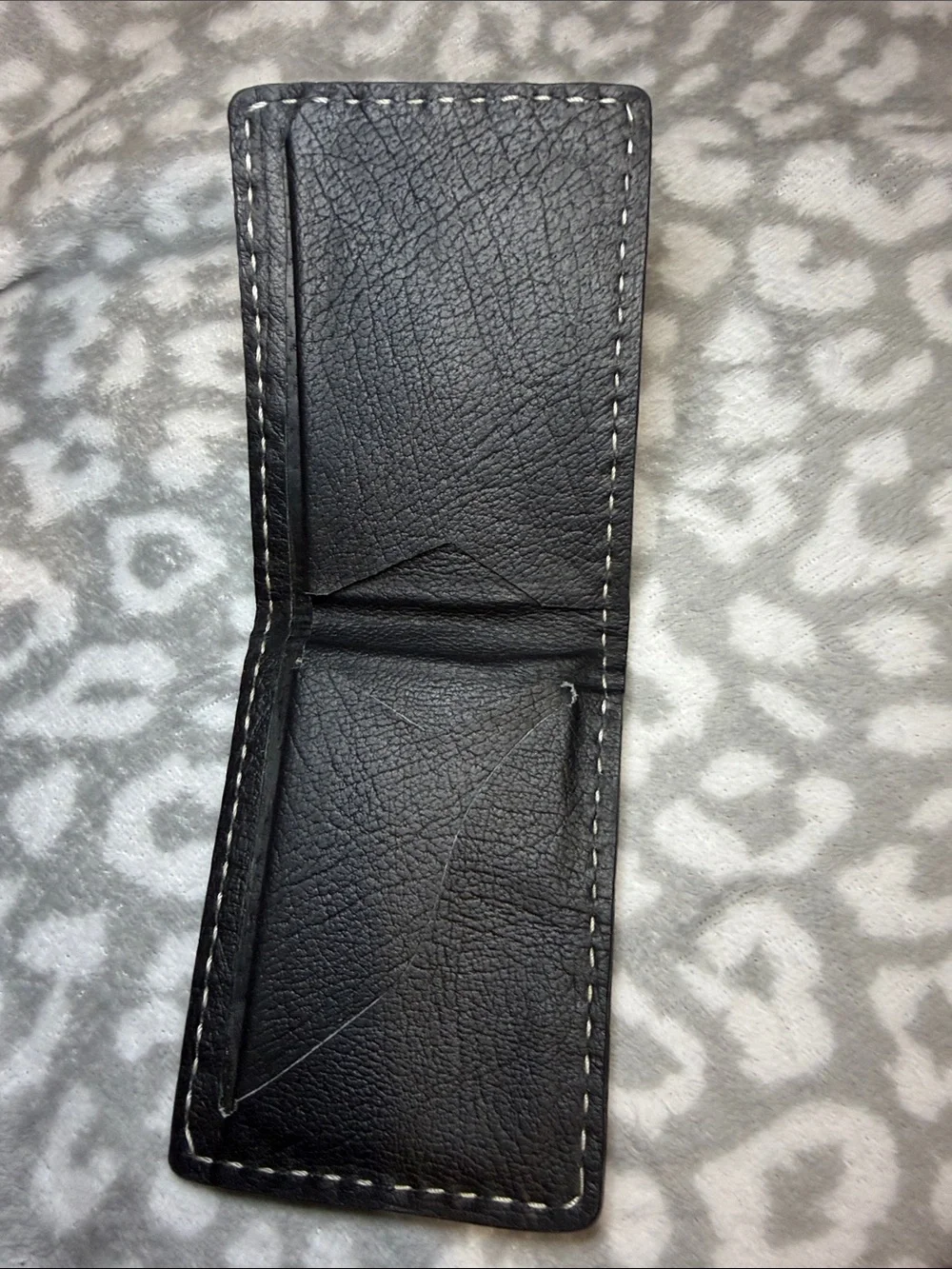 Classic Embossed Leather Bifold Wallet - Black